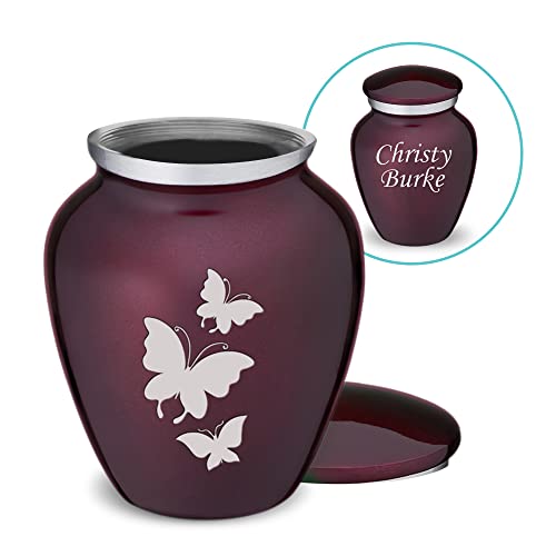 Embrace Keepsake Personalized Butterfly Cremation Urns for Human Ashes I Cherry Purple Funeral Urn for Men and Women with Double Side Engraving I 3.5 lbs - color: Cherry Purple