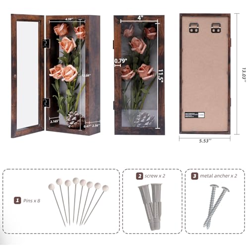 Muzilife 12.5x5 Shadow Box Picture Frame, 2.16 Deep, HD Glass, Honey Brown - color: Honey Brown, size: 12.5x5