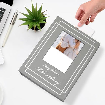 Photo Album 4x6 50 Photos Leather Cover Wedding Photo Albums Extra Large Capacity Picture Book with Beautiful Prints Presents for Wedding Baby Vacation Grey - color: Grey, size: 50 Pockets