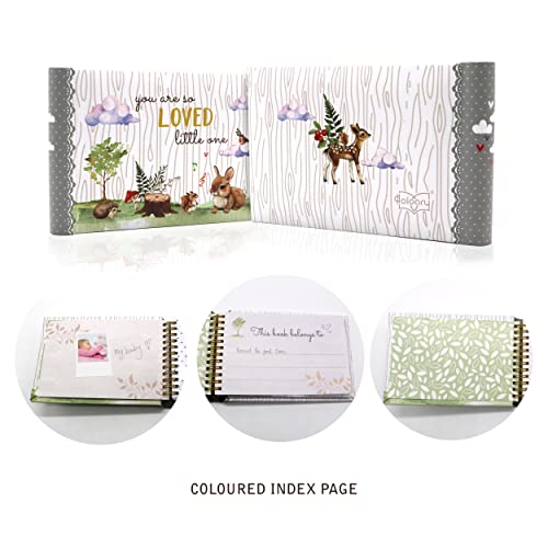 Holoary You Are So Loved Little One Grandma's Brag Book, Small Baby Photo Album 4” x 6” 32 Photos, Woodland Animals Design - size: 7.2''x4.7''