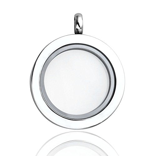 Jovivi 25mm/30mm Living Floating Memory Glass Locket Necklace - Stainless Steel Secure Buckle Closure - color: 25mm(Clear Locket)