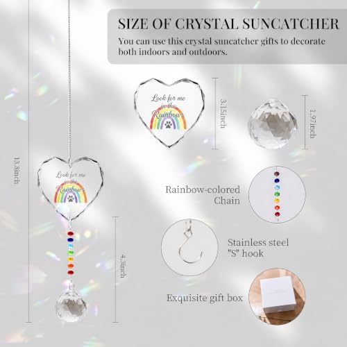 Hegelda Pet Memorial Gifts for Dogs Cats Crystal Suncatcher Ornaments - color: Dog Rainbow-ball