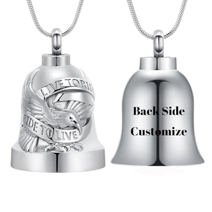 Eagle Love Cremation Keychain Bell Urn Necklaces for Ashes Keepsake Ash Pendant Memorial Urn Keychain Jewelry - color: Customize