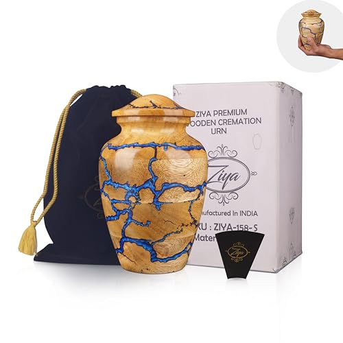 ZIYA Wooden Cremation Urns for Human Ashes Adult Male Female - Wood Burial Urn for Ashes for Women Men Child Decorative Memorial Funeral Urns for Ashes Pet Cat Dog with Velvet Bag Small up to 30 lbs - size: Small