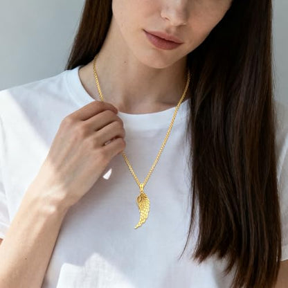 Angel Wings Necklace 925 Sterling Silver Guardian Angel Nurse RN Caduceus Pendant Charm Crystal Angel Jewelry Gifts for Women - style: D-Angel Wing (Golden)