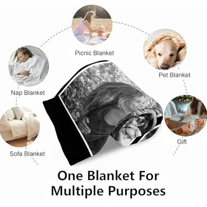 XINLING Custom Memorial Blanket with Pictures for Loss of Loved One Personalized Photo Blanket Customized Sympathy Gifts in Memory of Mom Dad Grandma Grandpa - color: 4 Photos