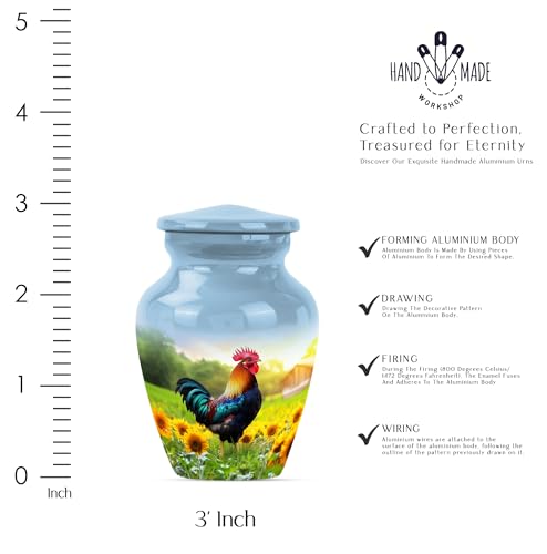 Rooster Urn for Ashes for Women - Small Urns for Ashes Dad, 10" 1Pc, 3" 4Pc - size: 10 Inch & Keepsake 4Pc