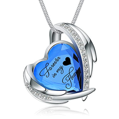 Heart Crystal Cremation Urn Necklace for Ashes, Stainless Steel Cremation Jewelry for Ashes Memorial Pendant Ashes Urn Necklace with Engraving and Filling Kit - color: Blue Crystal