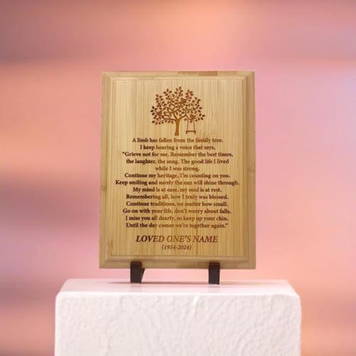 Personalized “A Limb Has Fallen” Sympathy Gift Memorial Plaque – Remembrance Gift for Loss of Loved One – Customizable Bereavement Gift – In Loving Memory Keepsake (Bamboo, 7x9 inch) - size: 7x9 inch