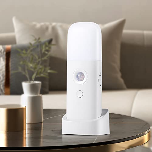 CREWEEL Motion Sensor Night Lights Indoor, Rechargeable Night Light Battery Powered, Portable Nightlight with Adjustable Brightness Activated Table Lamp for Kids, Adults, Bedroom, Bathroom(1Pack) - color: Cool White_6000k, size: One Pack