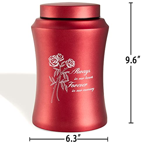 Red Cremation Urns for Human Ashes Adult Female/Mom/Mother - size: Large,220lbs Red Rose