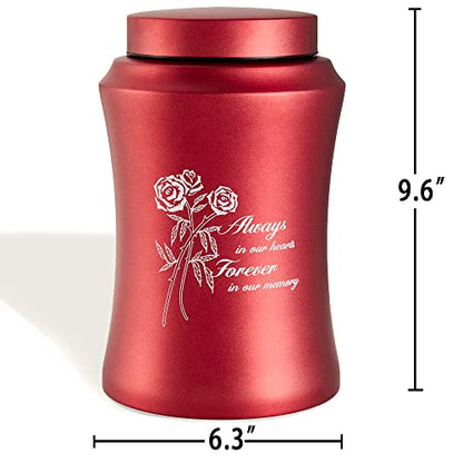 Red Cremation Urns for Human Ashes Adult Female/Mom/Mother - size: Large,220lbs Red Rose