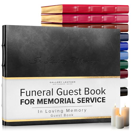 Gallery Leather Funeral Guest Book for Memorial Service and in Loving | Memory with 192 Lined Pages - Hardcover, Bound Leather Guest Sign in Book - 7 x 9 - Acadia Black - color: Acadia Black, style: In Loving Memory