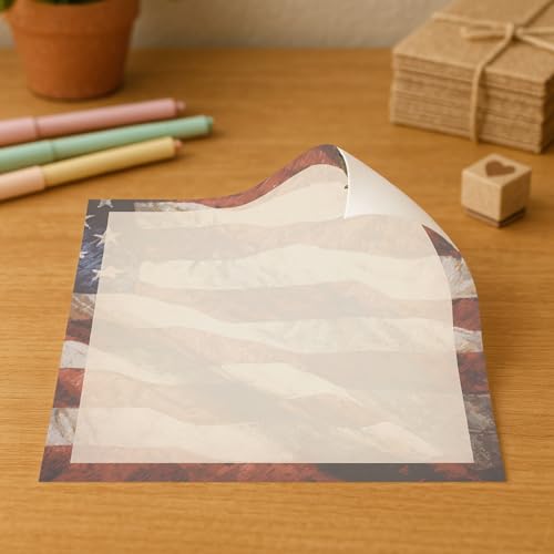 Patriotic American Flag Eagle Printable Letterhead Stationery Paper - 50 Sheets 8.5" x 11" Decorative Writing Paper - USA Flag Letter Paper - 28lb Bond (105gsm) for 4th of July Memorial Day Events