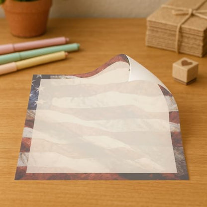 Patriotic American Flag Eagle Printable Letterhead Stationery Paper - 50 Sheets 8.5" x 11" Decorative Writing Paper - USA Flag Letter Paper - 28lb Bond (105gsm) for 4th of July Memorial Day Events