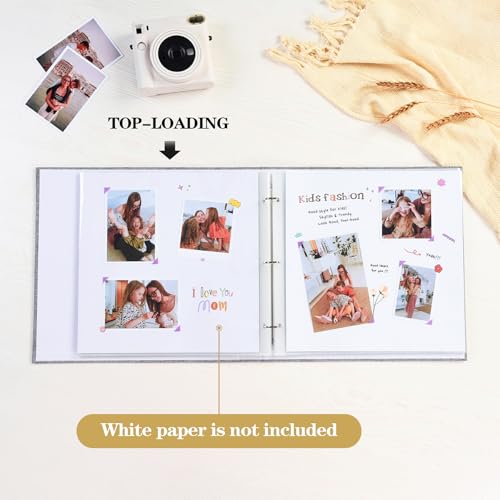 Mublalbum 10x10 Inch 3 Ring DIY Scrapbook Photo Album 80 Pages, White - color: White, size: 10x10 Inch 80 Pages