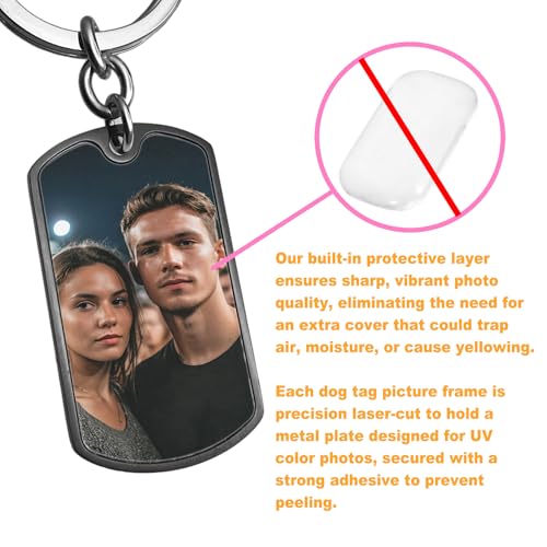 Photo Keychain Custom Picture Keychain Customized Gifts Laser-Engraved/Color Gifts For Boyfriend Hubsand Wife - color: Color Photo (Uv): Photo + Text Engraving (Blk)