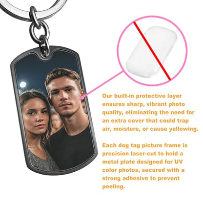 Photo Keychain Custom Picture Keychain Customized Gifts Laser-Engraved/Color Gifts For Boyfriend Hubsand Wife - color: Color Photo (Uv): Photo + Text Engraving (Blk)