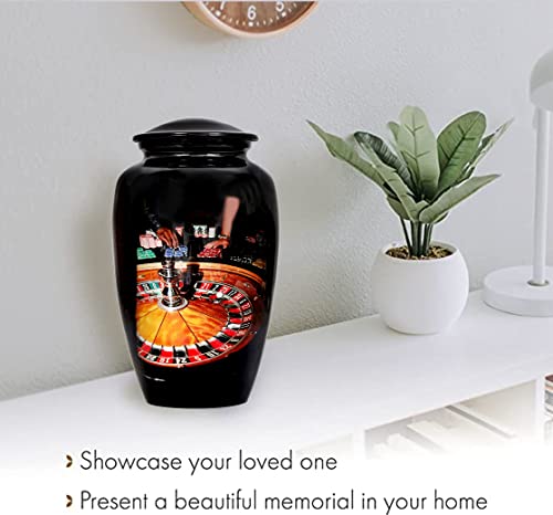 hlc URNS – Gambling Casino Urn Cremation Large Urn for Human Ashes - Adult Funeral Urn Handcrafted - Affordable Urn for Ashes (Adult (200 lbs) – 10.5 x 6 “,Gambling Casino Urn)