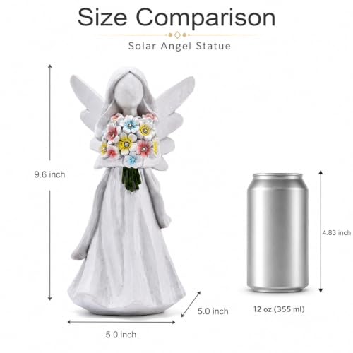 Goodeco Solar Angel Statue with Bouquet LED Light Garden Decor - color: White Angel