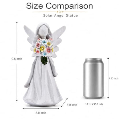 Goodeco Solar Angel Statue with Bouquet LED Light Garden Decor - color: White Angel