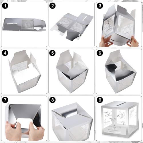 Pajean 50 Pcs Greenery Share a Memory Card, Celebration of Life Cards Box - color: Sliver