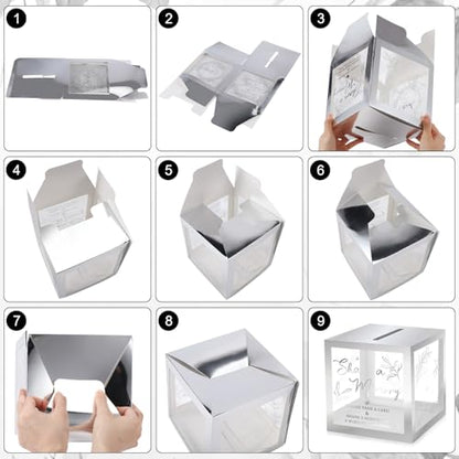 Pajean 50 Pcs Greenery Share a Memory Card, Celebration of Life Cards Box - color: Sliver