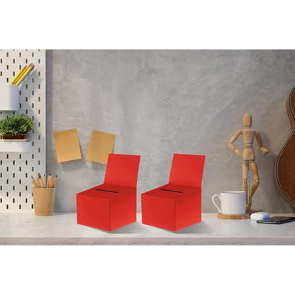 12 Pcs Modern Raffle Boxes, Cardboard Ballot Boxes with Slot for Ticket, 6.5 x 4.5 x 4.5 Inch, Red, 12 PCS - color: Red, size: 12 PCS