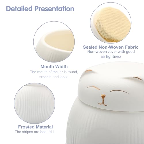 Ceramic Cat Urn for Ashes - Pet Memorial Box with Secure Lid | Cremation Keepsake for Cats (9 lbs)（White） - color: White