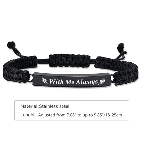 RIPFEVURN 3 Pack Cremation Jewelry Urn Bracelet for Ashes for Women Men Adjustable Memorial Keepsake Bangle Rope Braided Bracelet - color: Black-4pcs