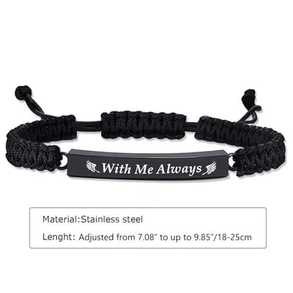 RIPFEVURN 3 Pack Cremation Jewelry Urn Bracelet for Ashes for Women Men Adjustable Memorial Keepsake Bangle Rope Braided Bracelet - color: Black-4pcs