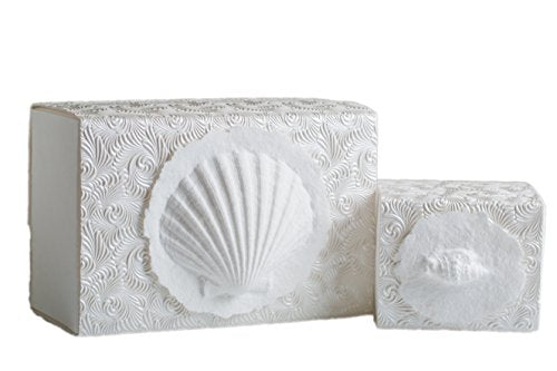 Earth Memorials The Favorite Place® Burial Biodegradable Urn for Human Ashes, (Small Shell Urn Box), Water Burial Urn, Urn for Cremation, Cremation Urn, (Shell on Metallic White Swirl Paper) R-203 - color: Shell on Metallic White Swirl Paper, size: Small,