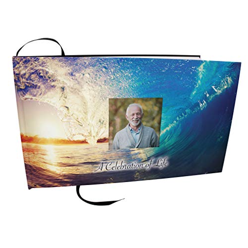 COMMEMORATIVE CREMATION URNS Soul Surfing Photo Funeral Guest Book for Memorial Service and Celebration of Life Guest Book for Memorial Service - Beautiful & Vibrant Sign in Book for Funeral - color: Soul Surfing