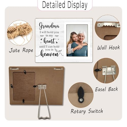 Memorial Photo Frame, Sympathy Gifts for Loss of Grandma, in My Heart, in Loving Memory Wooden Picture Frame, Bereavement Remembrance Funeral Passed AWay Condolence Gifts(Grandma, 4 x 6 Photo) - color: Grandma