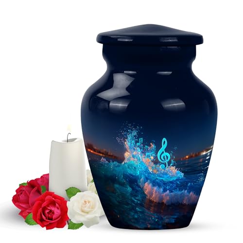 Yatskia Blue Music Mini Funeral Keepsake Urn for Ashes Adult Men and Women, Small Memorial Burial Urns for Human Ashes Adult Female, (Classic Pack of 1, 3 Inch) - color: #4 Music, size: 3 Inch Pack of 1