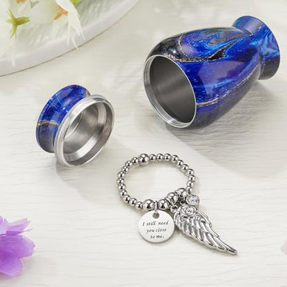 SOITIS Customized Small Urns for Human Ashes Keepsake, 2.83 Inches Urn for Women Men, Customized Aluminum Cremation Urns for Human Ashes-Blue Urn - color: Custom-blue