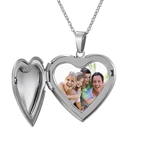 I You Forever“ Love Heart Shaped Locket Necklace That Can Holds Pictures Inside Stainless Steel Locket Necklace - color: Silver