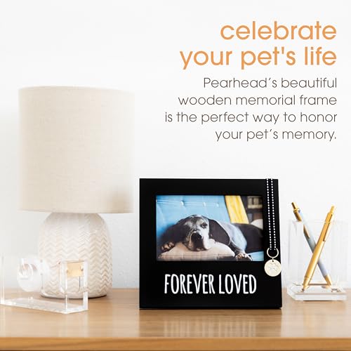Pearhead Forever Loved Pet Keepsake Picture Frame, Photo Frame for Pet Owners and Dog Lovers, Ideal Memorial Gift for Loss of Dog and Pet Remembrance, Wall Mount And Tabletop Frame, Black | Picture Frame for Pet Owners, Ideal Memorial Gift for Loss of Dog