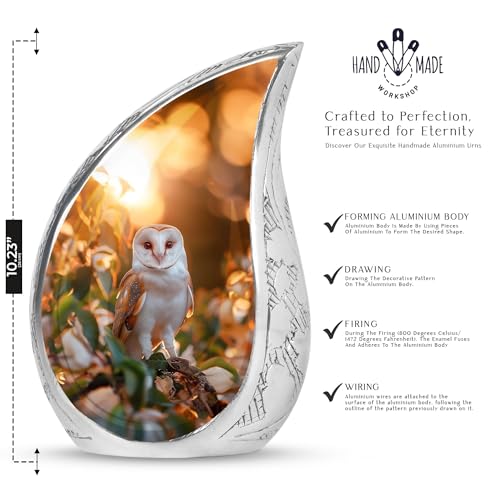 Owl Urn - Tear Drop Urns - Cremation Urns for Human Ashes Adult Male - Decorative Urns - Adult Urns for Human Ashes Women (10 inch Pack of 1) - size: Large