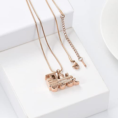 Oinsi Stainless Steel Mini Train Cremation Jewelry For Ashes Memorial Urn Necklace Keepsake Urn Pendant For Loved Ones - color: Customized