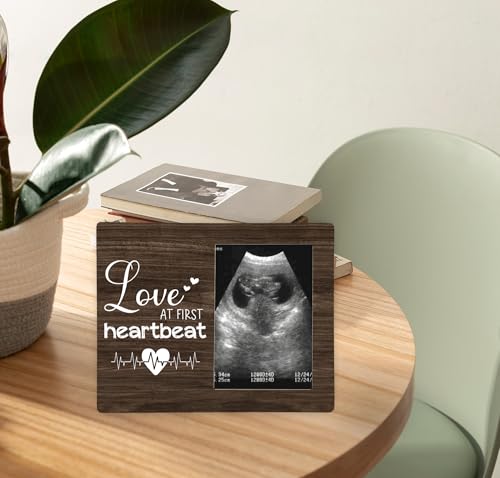 Pregnancy Announcement Photo Frame Gifts for Baby, Love at First Heartbeat Picture Frame, 4x6 inch Photo - style: Love at First Heartbeat