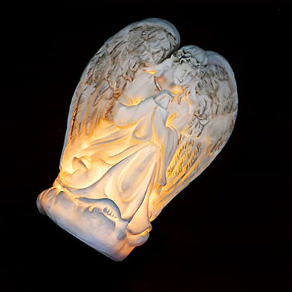 Hortsun 2 Pcs Angel Solar Lights for Garden LED Solar Angel Eternal Lights | Cemetery Angels Solar Lights, Waterproof Resin, Built to Last, Outdoor Garden Decor Yard Art, Yard Cemetery Grave Decoration