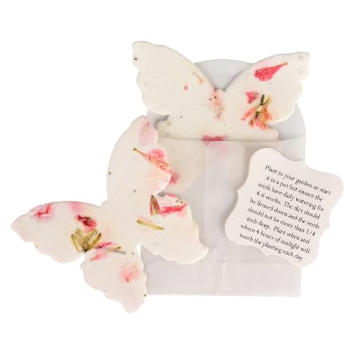 48 Favor Set, Pink Butterfly Gift Wrap Tag with Wildflower Seeds | Writable Gift Wrap Tags for Baby Showers, Wedding Gifts, Mom's Birthday Present, Party Favors, DIY Crafts, & Life Events - color: Pink Butterfly, size: 48 Count