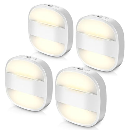 Night Lights Plug Into Wall,4 Pack Foldable Night Light | Portable Dimmable Mini Nightlight with Dusk to Dawn Sensor,3000K Ideal Travel Night light for Bedroom Stairs Hallway - color: Warm