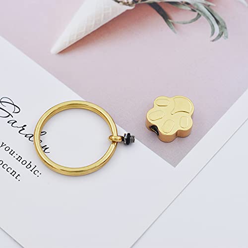 Customize Pet Cremation Keyring for Ashes Dog Cat Paw Print Keychain for Ashes Holder Pet Urn Keyring - color: Gold