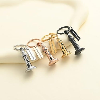 Oinsi Urn Necklace for Ashes Men's Cremation Jewelry Lighthouse Memorial Urn Necklace For Loves One Ashes Holder with Filling Kits - color: Rose Gold (Keychain)