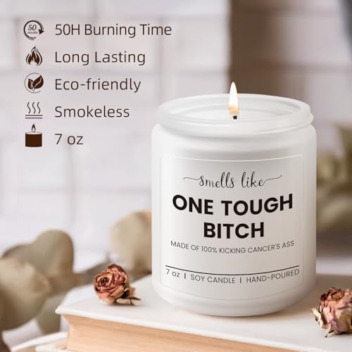 Funny Get Well Soon Gifts, After Surgery Recovery Encouragement Gifts | Feel Better Gifts for Family Friend, Sympathy Candle Gifts for Men Feel Better for Sick Women, 7oz Lavender Soy WaxCandle - color: White-Smells like one tough