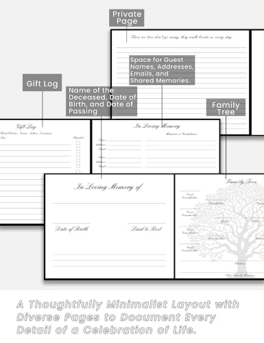 Funeral Guest Book for Celebration of Life, in Loving Memory Sign in Book | 320 Entries, Table Sign Card Included, Gold Stamping, Twill-Textured Paper Cover, Memorial Keepsake, 9x7.5", Black - color: Black