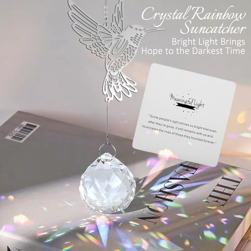 Modern Memorial Gifts - Bereavement Gift Ideas, Unique Sympathy Gifts for Loss of Loved One,40mm Crystal Ball Suncatcher, Rainbow Bereavement Grief Gifts, Funeral Gifts for Loss of Mom Dad Husband Son - color: Hummingbird