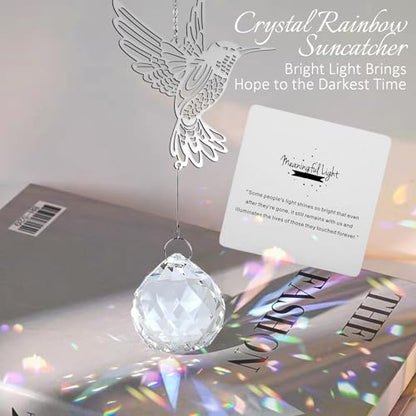 Modern Memorial Gifts - Bereavement Gift Ideas, Unique Sympathy Gifts for Loss of Loved One,40mm Crystal Ball Suncatcher, Rainbow Bereavement Grief Gifts, Funeral Gifts for Loss of Mom Dad Husband Son - color: Hummingbird